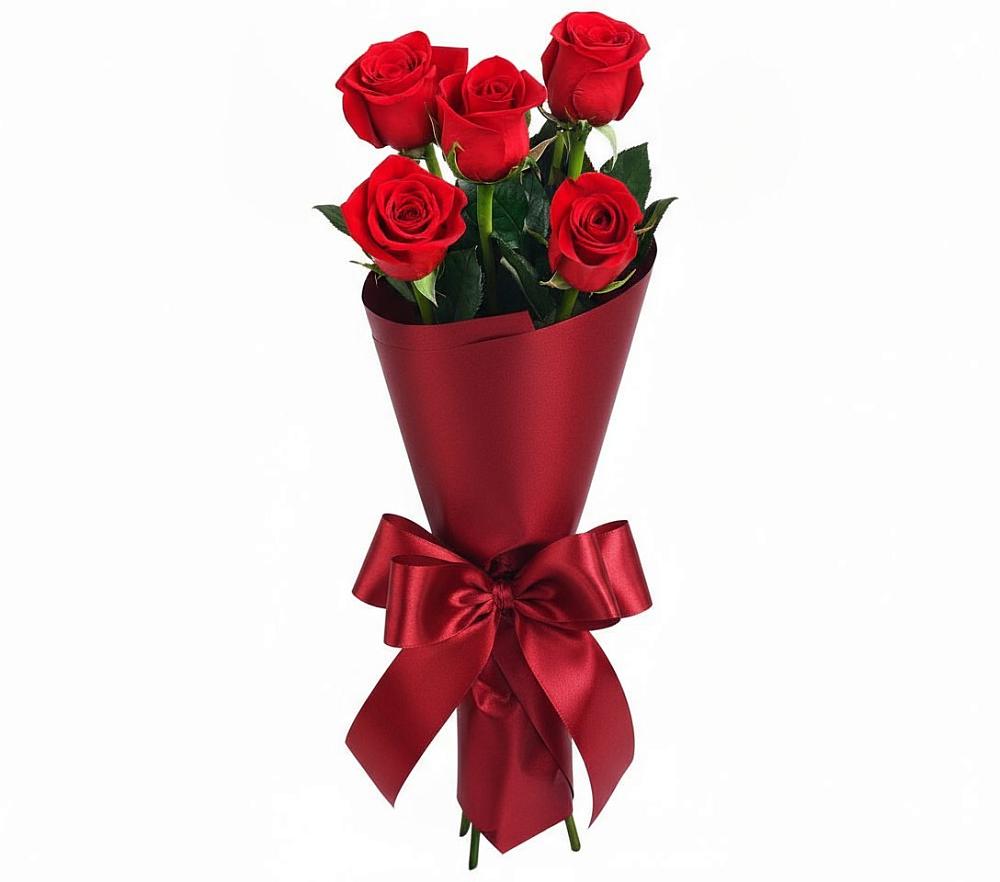 Букет 5 Красных роз Эдлесс Лав в Ачите