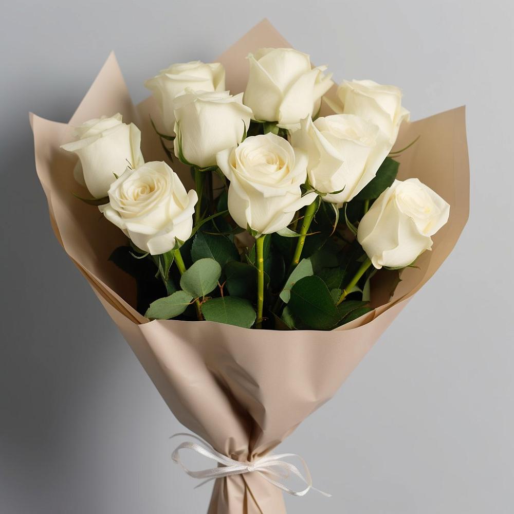 Букет 9 Белых роз Эдлесс Лав в Ачите