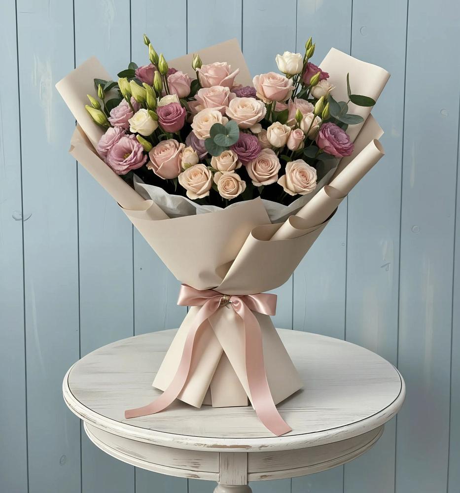 Букет цветов из: Розы и Лизиантусы в Ачите