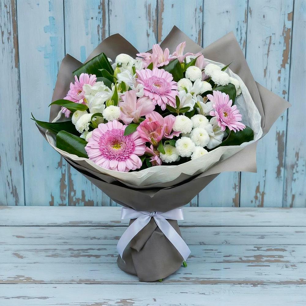 Букет цветов из: Герберы, Альстромерии и Хризантемы в Ачите